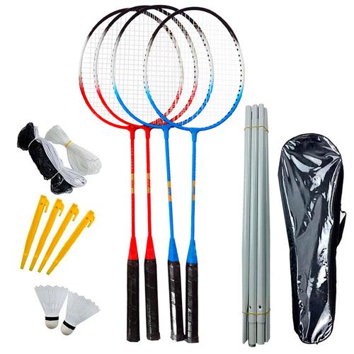 Juego De Badminton Gadnic Raquetas + Plumas + Red + Soporte + Bolso - 0