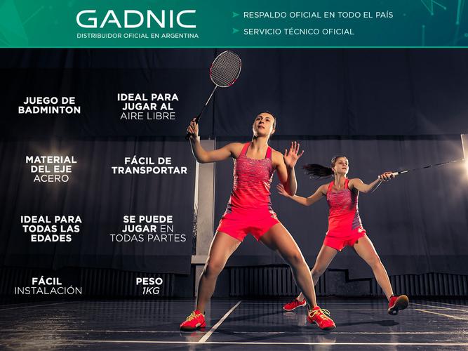 Juego De Badminton Gadnic Raquetas + Plumas + Red + Soporte + Bolso - 1