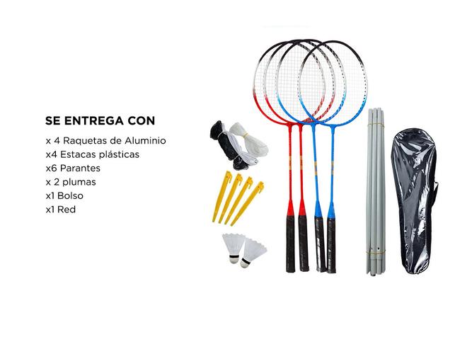 Juego De Badminton Gadnic Raquetas + Plumas + Red + Soporte + Bolso - 5
