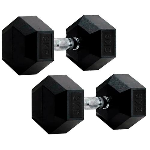 Mancuernas Hexagonales Gadnic Fit 3KG Goma 6kg Totales - 0