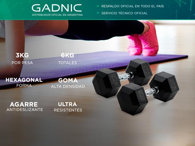 Mancuernas Hexagonales Gadnic Fit 3KG Goma 6kg Totales - 1