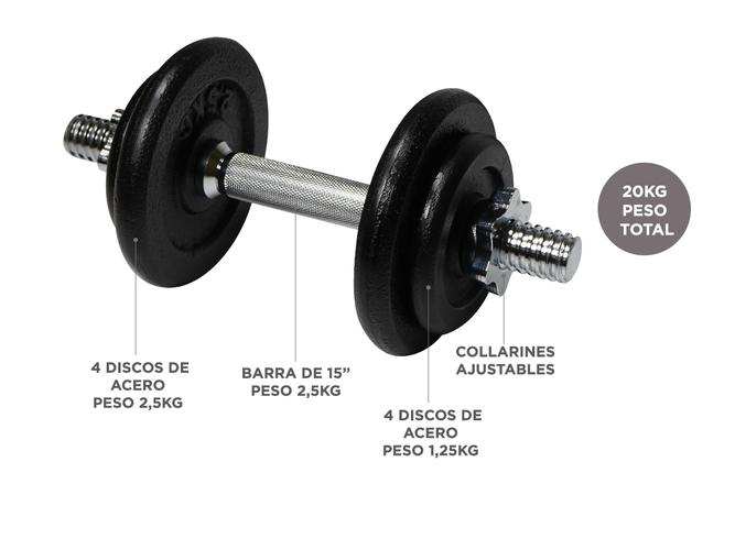 Mancuerna Acero Pintado Ajustable 20kg - 4