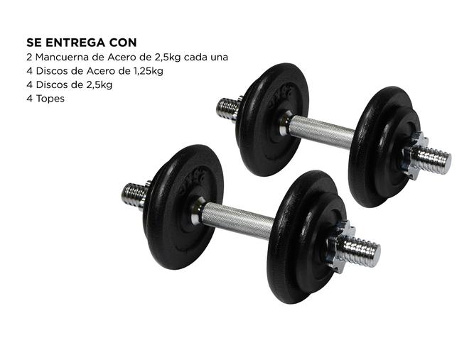 Mancuerna Acero Pintado Ajustable 20kg - 5