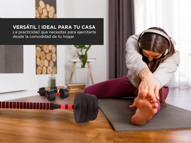 Kit Mancuernas Y Barra Gadnic FT340 20 Kg Tope A Rosca Discos - 3