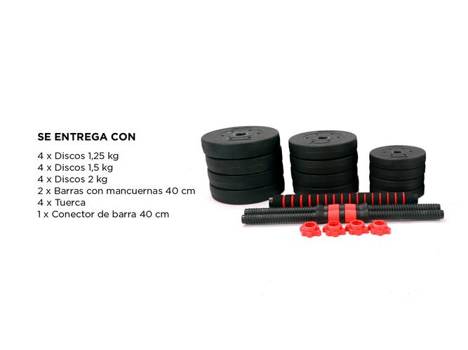 Kit Mancuernas Y Barra Gadnic FT340 20 Kg Tope A Rosca Discos - 5