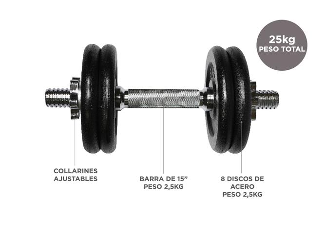 Mancuerna Acero Pintado Ajustable 25kg - 4