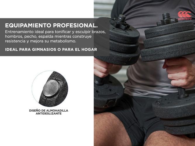 Kit 2 Mancuernas Pesas + 20 Kg Discos A Rosca Cromadas Gym - 2