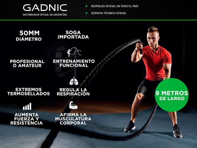Soga De Entrenamiento Gadnic Battle Rope 50mm x 9 Mts Usado - 1