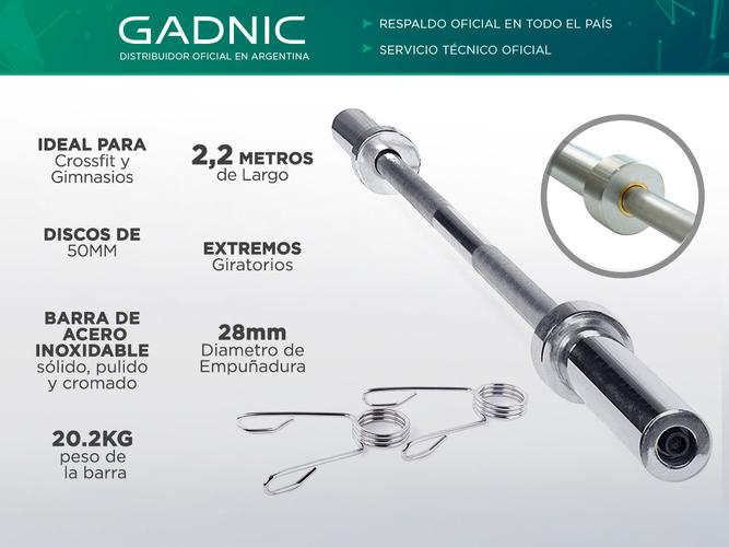 Barra Olimpica Gadnic 2,2 Metros Profesional 350kg - 1