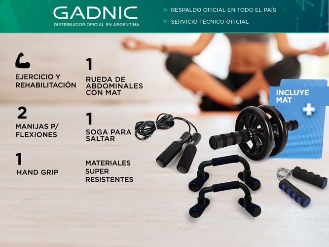 Kit Entrenamiento Fitness Gadnic Ab Wheel + Soga + Manijas + Hand Grip - 1