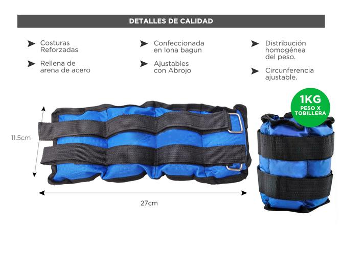 Tobilleras con Peso Gadnic Kit x 2 de 1kg c/u Reforzadas con Abrojo - 4