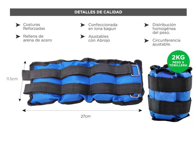 Tobilleras con Peso Gadnic Kit x 2 de 1kg c/u Reforzadas con Abrojo - 4