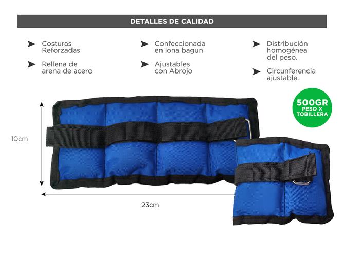 Par De Tobilleras Gadnic 1Kg Total Fitnes Reforzada - 3
