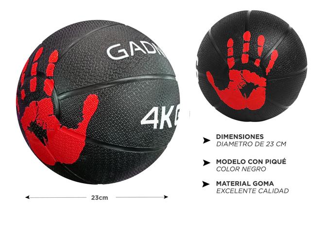 Medicine Ball Dura Rubber Goma Fitness 4KG - 4