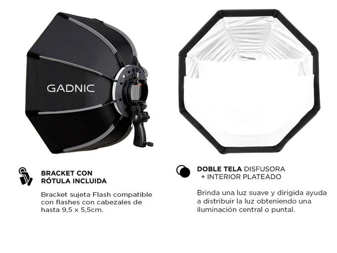Softbox Gadnic SK90 Profesional 8 Lados Con Rotula Flash - 3