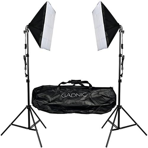 Kit par de Tripodes Gadnic + Softbox Iluminacion + Bolso Kit Profesional Fotografia   - 0