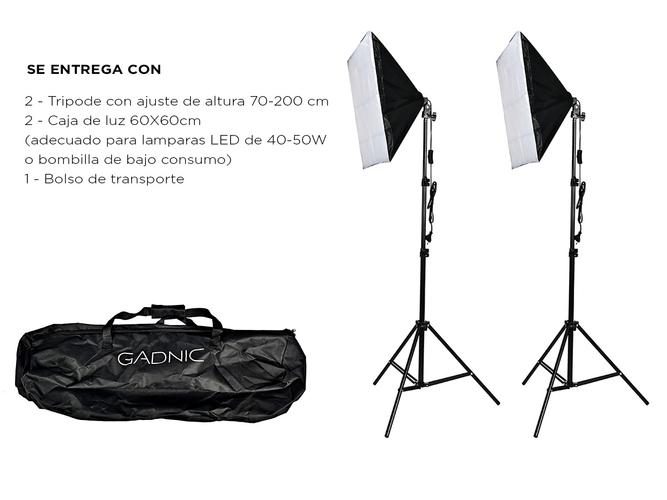 Kit par de Tripodes Gadnic + Softbox Iluminacion + Bolso Kit Profesional Fotografia   - 5