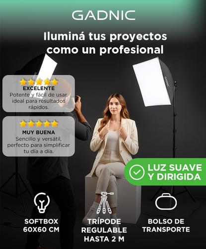 Kit par de Tripodes Gadnic + Softbox Iluminacion + Bolso Kit Profesional Fotografia   - 1
