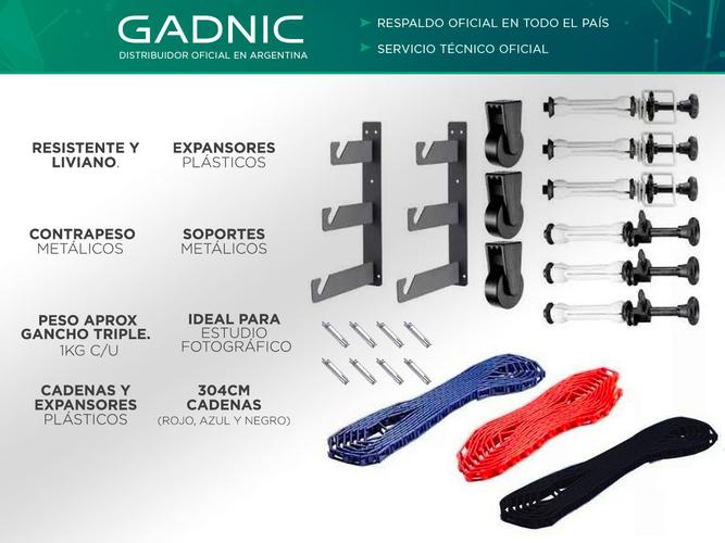 Soporte Fondo Infinito Gadnic x3 Cadenas Ganchos Mensula  - 1