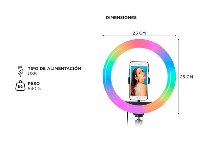 Aro de Luz Gadnic para Selfies Luz LED RGB - 4