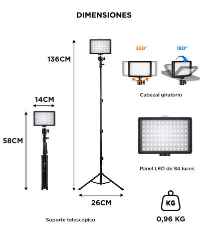 Panel Led Fotografía Gadnic LP-02  Tripode Regulable  - 5