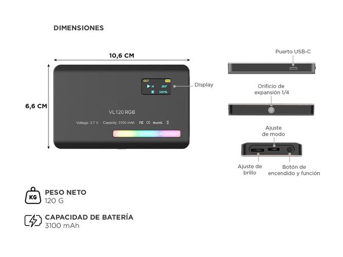 Luz LED para Cámara Gadnic 20 Efectos - 5