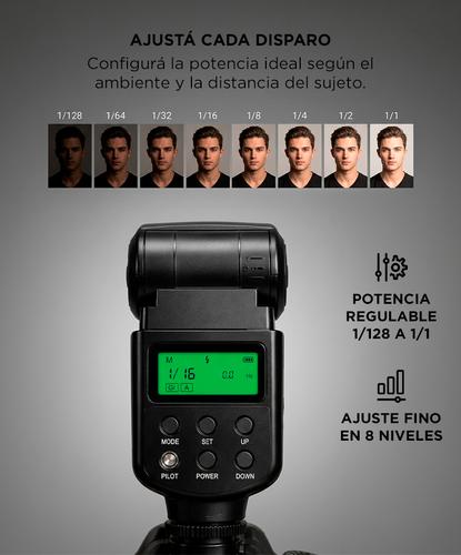 Flash Fotográfico Gadnic Con Rotación Horizontal 270° y Vertical 90° Compatibilidad Universal Canon Nikon Fujifilm Pentax - 2