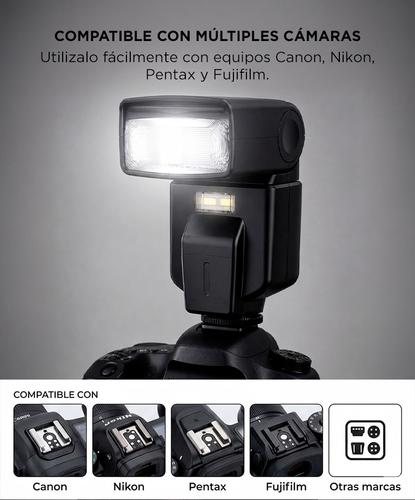 Flash Fotográfico Gadnic Con Rotación Horizontal 270° y Vertical 90° Compatibilidad Universal Canon Nikon Fujifilm Pentax - 3