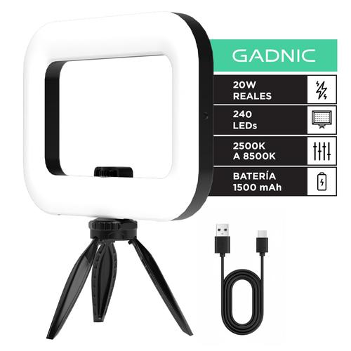 Aro De Luz Led Gadnic 20W 240 Leds 2500K A 8500K Batería 1500mAh Con Trípode Y Soporte Para Celular - 0