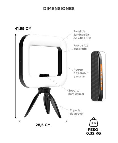 Aro De Luz Led Gadnic 20W 240 Leds 2500K A 8500K Batería 1500mAh Con Trípode Y Soporte Para Celular - 4