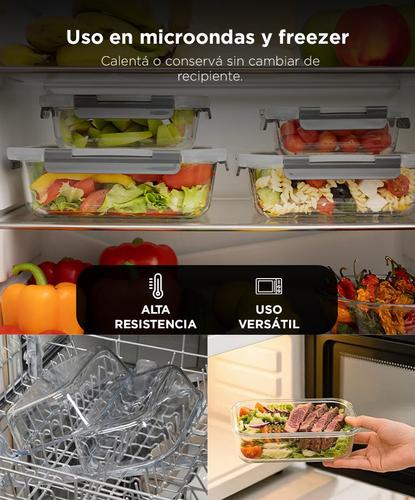 Set X12 Contenedores Herméticos De Vidrio Gadnic  bomba de vacio electrica recargable  5 Bolsas plásticas de vacío - 2