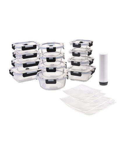 Set X12 Contenedores Herméticos De Vidrio Gadnic  bomba de vacio electrica recargable  5 Bolsas plásticas de vacío - 6