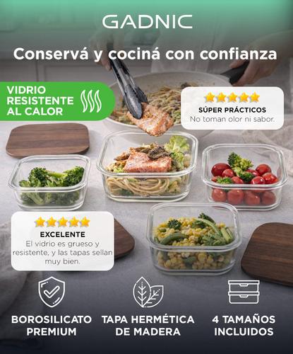 Set Tapers De Vidrio Gadnic 4 Piezas Con Tapa De Madera Herméticos - 1