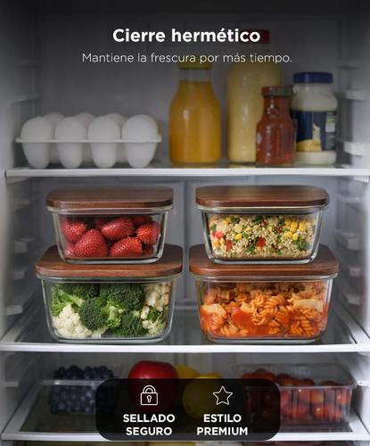 Set Tapers De Vidrio Gadnic 4 Piezas Con Tapa De Madera Herméticos - 3