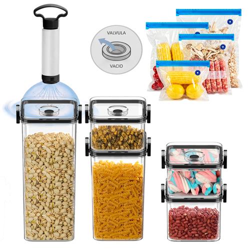 Set X5 Tápers De plástico Gadnic   bomba de vacío manual  5 Bolsas plásticas de vacío - 0