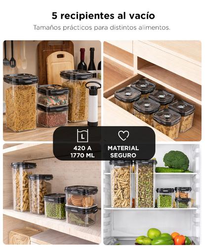 Set X5 Tápers De plástico Gadnic   bomba de vacío manual  5 Bolsas plásticas de vacío - 3