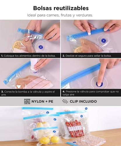 Set X5 Tápers De plástico Gadnic   bomba de vacío manual  5 Bolsas plásticas de vacío - 4