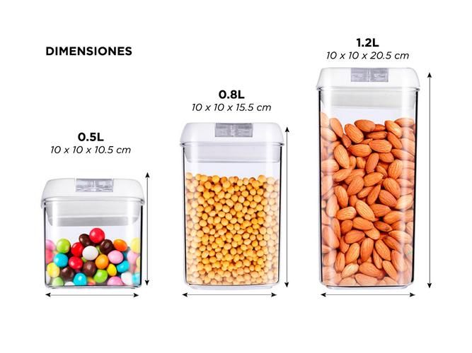 Kit x 3 Frascos con Cierre Hermético Gadnic  - 4