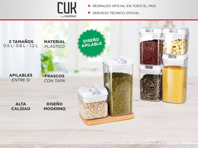 Kit x 6 Frascos con Cierre Hermético Gadnic  - 1