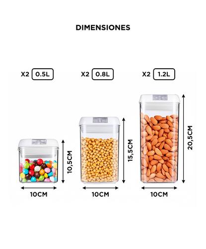 Kit x 6 Frascos con Cierre Hermético Gadnic  - 5