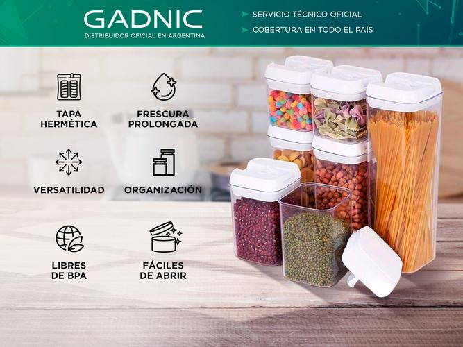 Set De 7 Contenedores Para Cocina Gadnic Con Tapa Hermética - 1