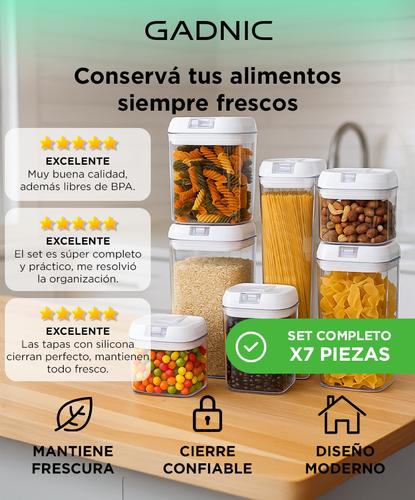 Set De 7 Contenedores Para Cocina Gadnic Con Tapa Hermética - 1