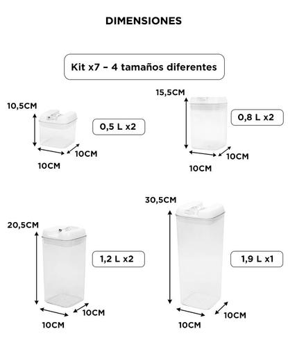 Set De 7 Contenedores Para Cocina Gadnic Con Tapa Hermética - 6