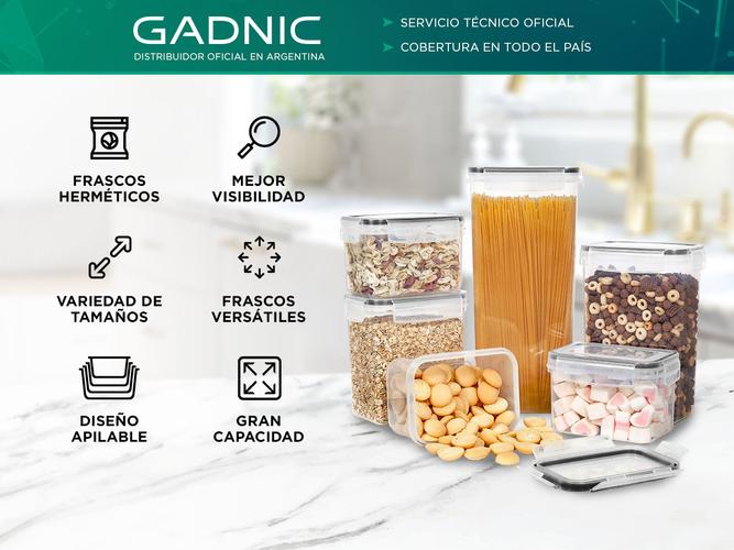 Juego de Contenedores Frascos Herméticos Gadnic Dispenser Cerealero - 1