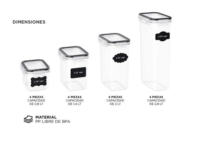 Juego de Contenedores Frascos Herméticos Gadnic Dispenser Cerealero - 4
