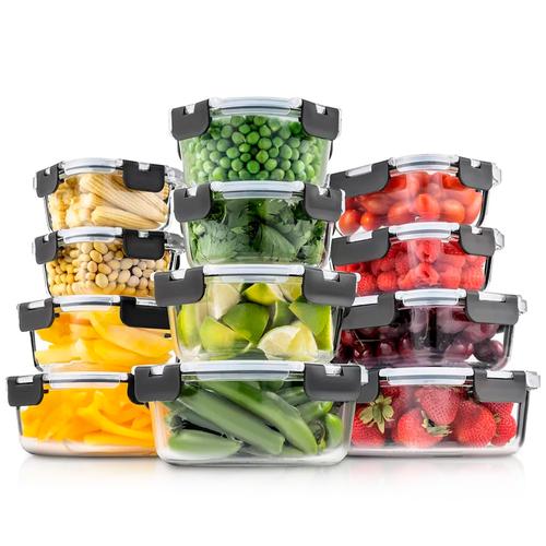 Set x12 Taper Contenedor Hermético De Vidrio Gadnic Apto Microondas Horno Freezer Heladera  - 0