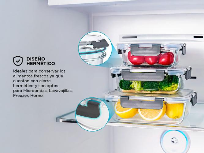 Set x12 Taper Contenedor Hermético De Vidrio Gadnic Apto Microondas Horno Freezer Heladera  - 3