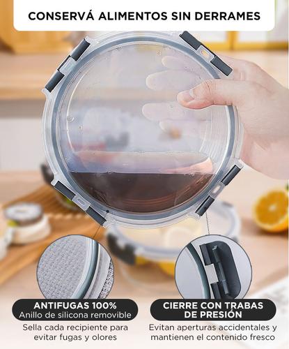 Set x12 Taper Contenedor Hermético De Vidrio Gadnic Apto Microondas Horno Freezer Heladera  - 2