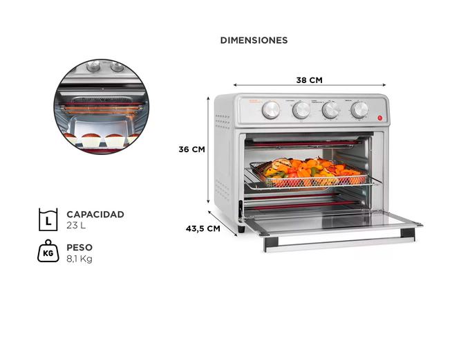 Horno Grill Con Freidora De Aire 23L Atma Hgfa2323pi - 4