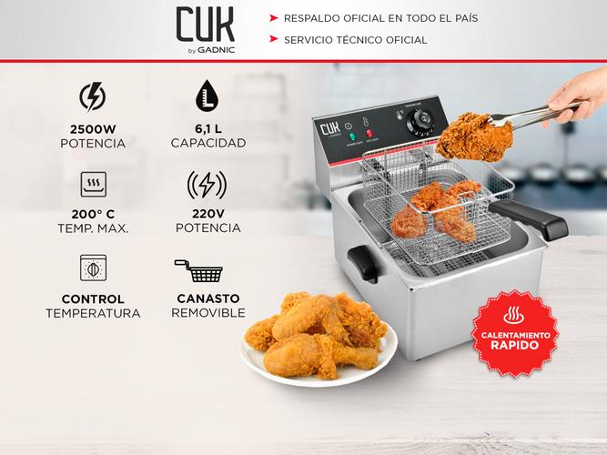 Freidora industrial eléctrica Gadnic FAI09 6L acero inoxidable 220V Usado - 1